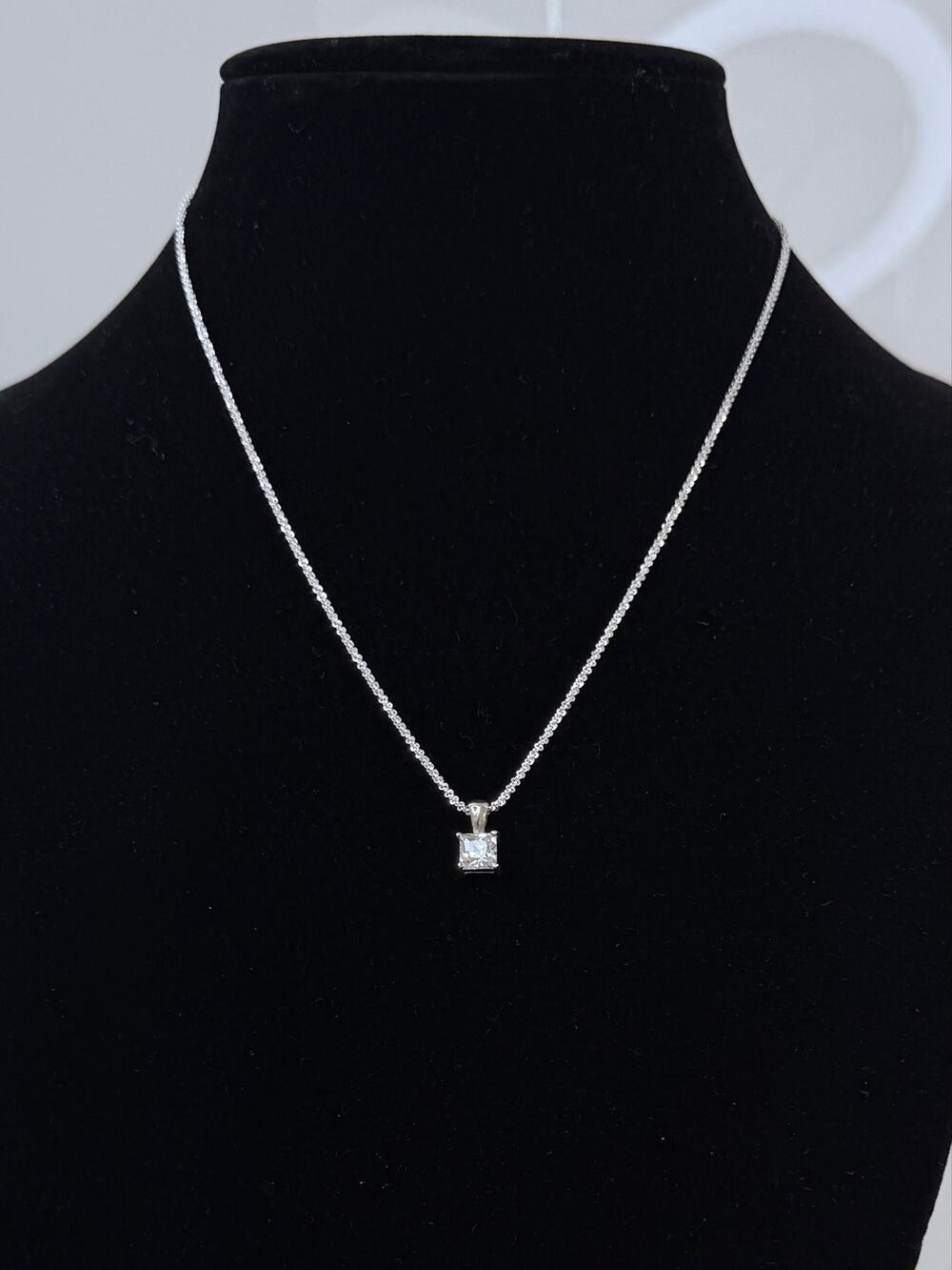 Square Solitaire Pendant Necklace